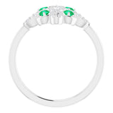 Platinum Round Natural Emerald Clover Ring – 2.5mm Stones - view 2