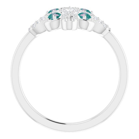 Platinum Round Natural Alexandrite Clover Ring – 2.5mm Stones - view 2