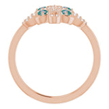 14K Gold Round Natural Alexandrite Clover Ring – 2.5mm Stones - Rose Gold - view 2