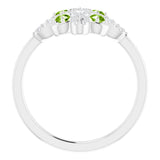 Platinum Round Natural Peridot Clover Ring – 2.5mm Stones - view 2