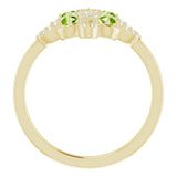 14K Gold Round Natural Peridot Clover Ring – 2.5mm Stones - Yellow Gold - view 2
