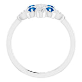 Platinum Round Natural Blue Sapphire Clover Ring – 2.5mm Stones - view 2