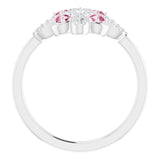 Platinum Round Natural Pink Tourmaline Clover Ring – 2.5mm Stones - view 2