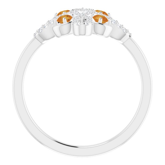 14K Gold Round Natural Citrine Clover Ring – 2.5mm Stones - White Gold - view 2