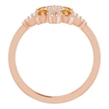 14K Gold Round Natural Citrine Clover Ring – 2.5mm Stones - Rose Gold - view 2