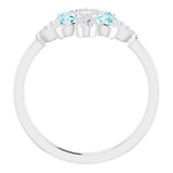 Platinum Round Natural Blue Zircon Clover Ring – 2.5mm Stones - view 2