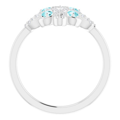 Platinum Round Natural Blue Zircon Clover Ring – 2.5mm Stones - view 2