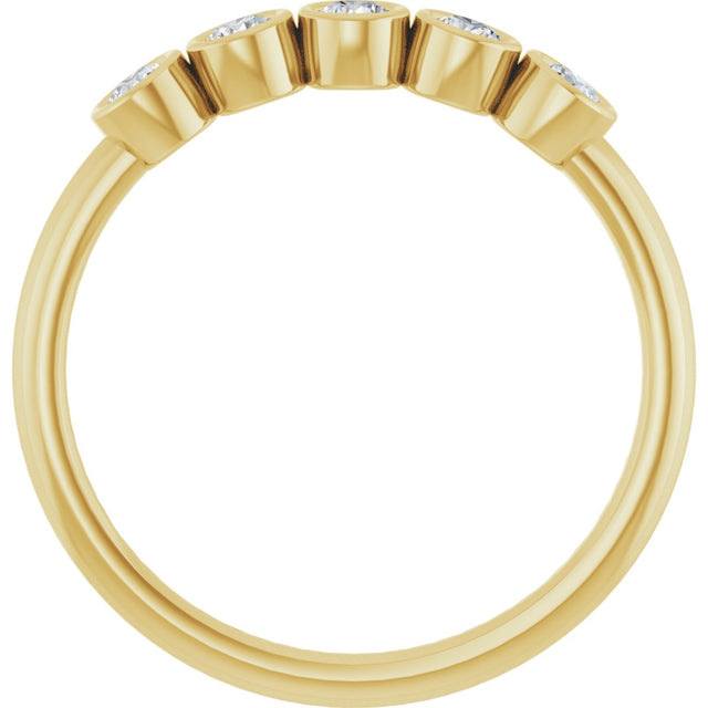 14K Gold Round Natural Diamond Five-Stone Bezel-Set Ring - Yellow Gold - view 2