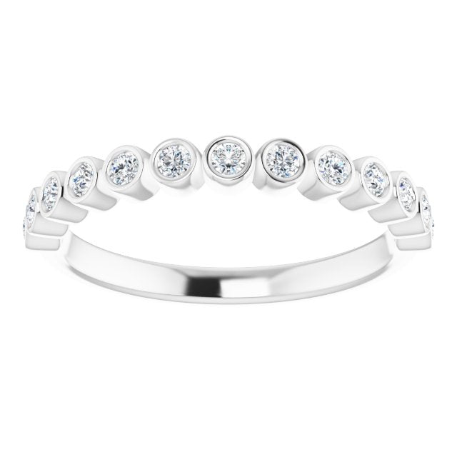 Platinum Round Natural Diamond Bezel-Set Stackable Ring - view 3