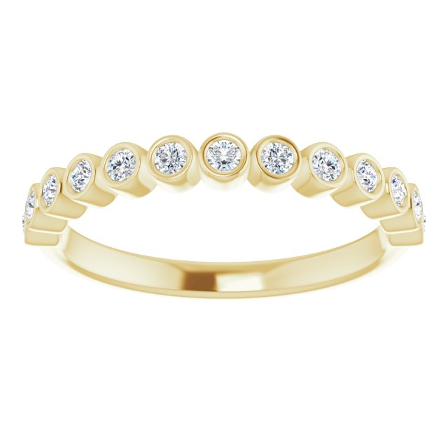 14K Gold Round Natural Diamond Bezel-Set Stackable Ring - Yellow Gold - view 3