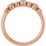14K Gold Round Natural Aquamarine Bezel-Set Ring - Rose Gold - view 2