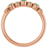 14K Gold Round Natural Emerald Bezel-Set Ring - Rose Gold - view 2
