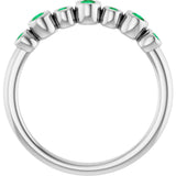 Platinum Round Lab-Grown Emerald Bezel-Set Ring - view 5
