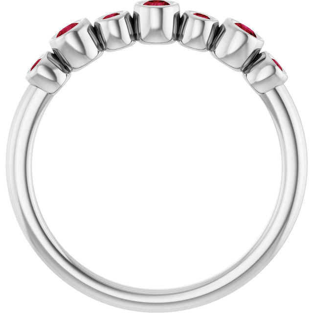 Platinum Round Lab-Grown Ruby Bezel-Set Ring - view 2