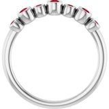 14K Gold Round Natural Ruby Bezel-Set Ring - White Gold - view 2