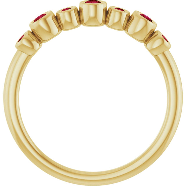 14K Gold Round Lab-Grown Ruby Bezel-Set Ring - Yellow Gold - view 2