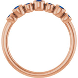 14K Gold Round Natural Blue Sapphire Bezel-Set Ring - Rose Gold - view 2