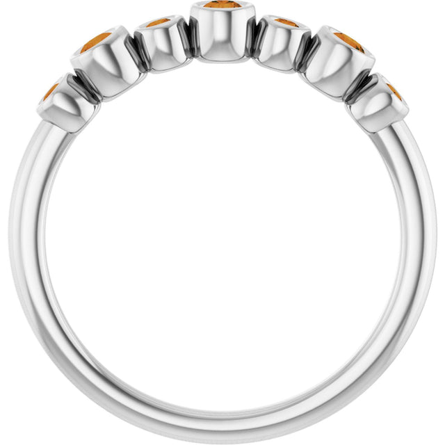 Platinum Round Natural Citrine Bezel-Set Ring - view 2