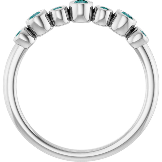 Platinum Round Natural Alexandrite Bezel-Set Ring - view 2