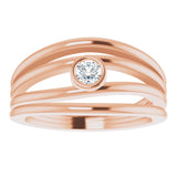 14K Gold Round Natural Diamond Negative Space Ring - Rose Gold - view 3