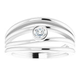 14K Gold Round Natural Diamond Negative Space Ring - White Gold - view 3