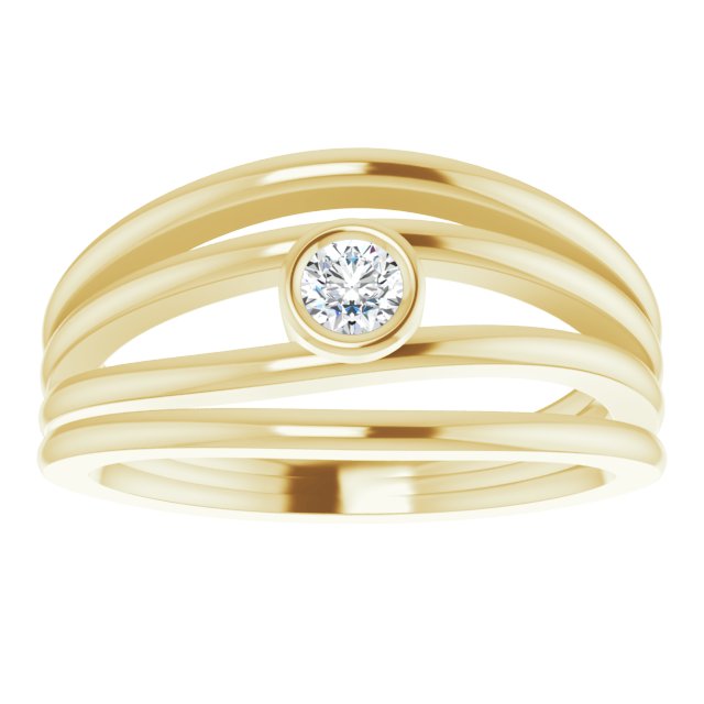 14K Gold Round Natural Diamond Negative Space Ring - Yellow Gold - view 3