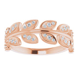 14K Gold Round Natural Diamond Leaf Ring II - Rose Gold - view 3