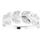 Platinum Round Natural Diamond Leaf Ring II - view 3