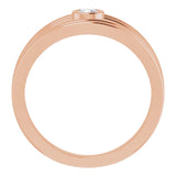 14K Gold Round Natural Diamond Negative Space Ring - Rose Gold - view 2