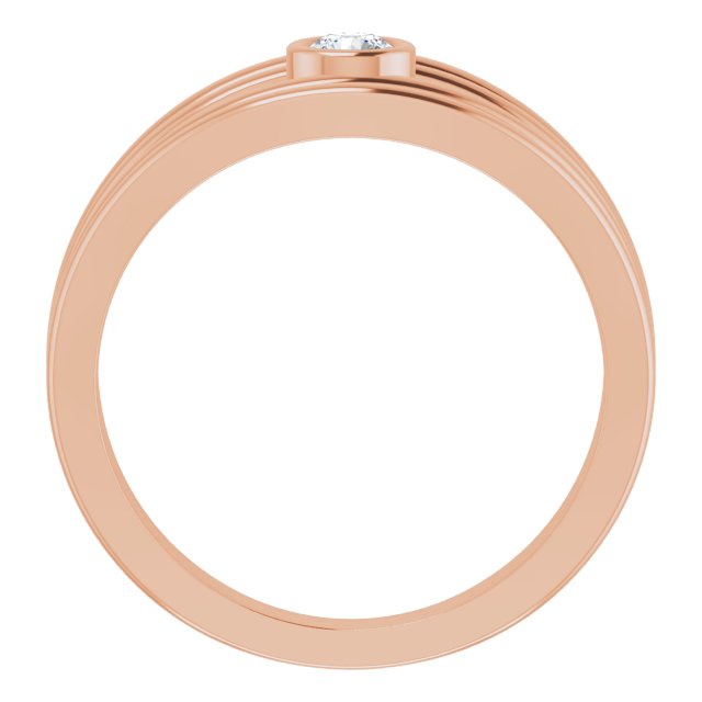 14K Gold Round Natural Diamond Negative Space Ring - Rose Gold - view 2