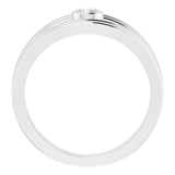 14K Gold Round Natural Diamond Negative Space Ring - White Gold - view 2