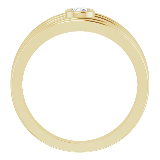 14K Gold Round Natural Diamond Negative Space Ring - Yellow Gold - view 2