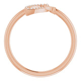 14K Gold Round Natural Diamond Double Leaf Ring - Rose Gold - view 2