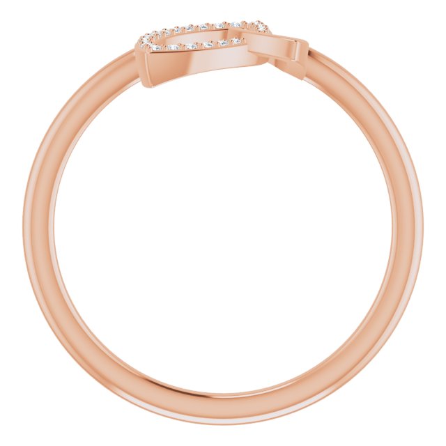 14K Gold Round Natural Diamond Double Leaf Ring - Rose Gold - view 2