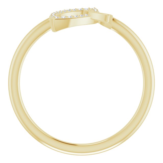 14K Gold Round Natural Diamond Double Leaf Ring - Yellow Gold - view 2