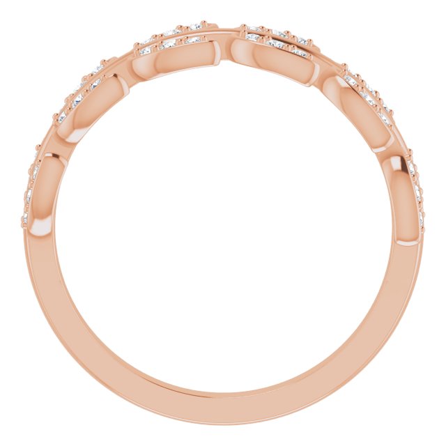 14K Gold Round Natural Diamond Leaf Ring II - Rose Gold - view 2