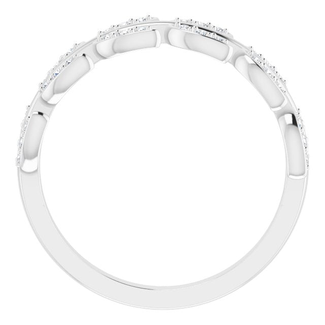 Platinum Round Natural Diamond Leaf Ring II - view 2
