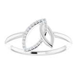 Platinum Round Natural Diamond Double Leaf Ring - view 3