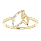 14K Gold Round Natural Diamond Double Leaf Ring - Yellow Gold - view 3