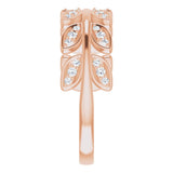 14K Gold Round Natural Diamond Leaf Ring II - Rose Gold - view 4