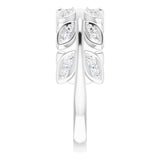 14K Gold Round Natural Diamond Leaf Ring II - White Gold - view 4