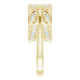 14K Gold Round Natural Diamond Leaf Ring II - Yellow Gold - view 4