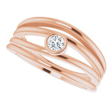 14K Gold Round Natural Diamond Negative Space Ring - Rose Gold - view 5