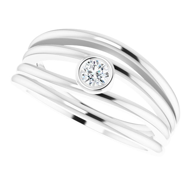 Platinum Round Natural Diamond Negative Space Ring - view 5