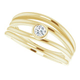 14K Gold Round Natural Diamond Negative Space Ring - Yellow Gold - view 5