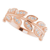 14K Gold Round Natural Diamond Leaf Ring II - Rose Gold - view 5