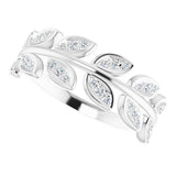 Platinum Round Natural Diamond Leaf Ring II - view 5