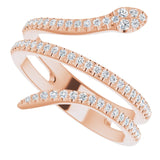 14K Gold Round Natural Diamond Snake Ring - Rose Gold - view 5