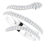 Platinum Round Natural Diamond Snake Ring - view 5
