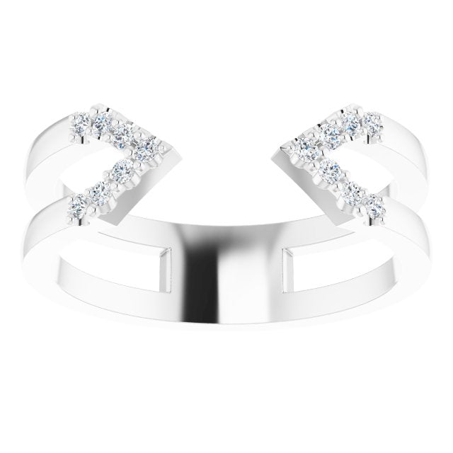 Platinum Round Natural Diamond Geometric Ring - view 3